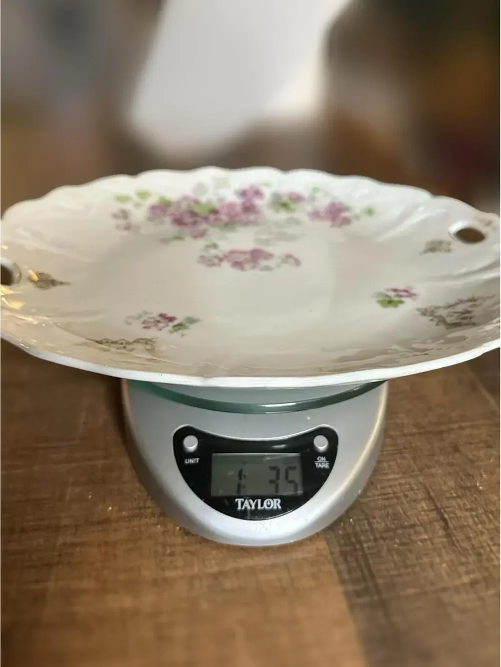 Vintage Floral Porcelain Serving Plate with Handles - 10 Inch, 375g